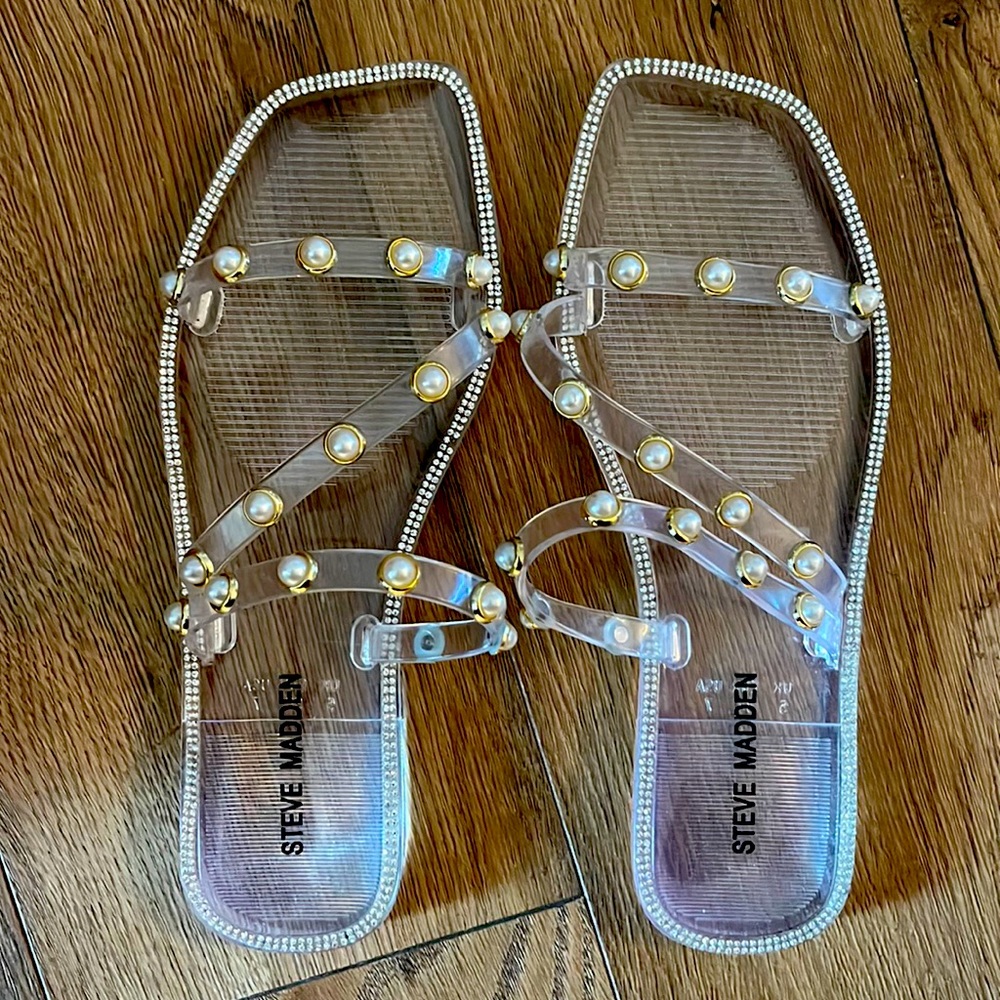 STEVE MADDEN - Size 7 Nonii Clear Embelished Sandals